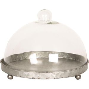 Clayre & Eef Stolp Ø 21x15 cm Grijs Ijzer Glas Rond Glazen Stolp