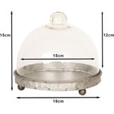 Clayre & Eef Stolp Ø 16x15 cm Grijs Ijzer Glas Rond Glazen Stolp