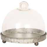 Clayre & Eef Stolp Ø 16x15 cm Grijs Ijzer Glas Rond Glazen Stolp