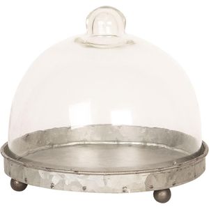 Clayre & Eef Stolp Ø 16x15 cm Grijs Ijzer Glas Rond Glazen Stolp