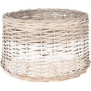 Clayre & Eef Lampenkap Ø 45x27 cm Bruin Wit Rotan Rond Rieten Lampenkap