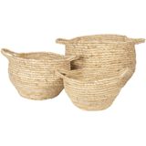Clayre & Eef Opbergmand Set van 3 Ø 30 Ø 25 Ø 20 cm Beige Zeegras Rond Mand