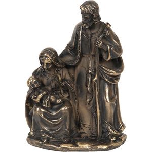 Clayre & Eef Kerstdecoratie Beeld Jezus 13*8*19 cm Bruin Kunststof Decoratief Figuur Decoratieve Accessoires Kerstdecoratie voor Binnen