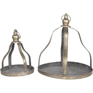 Clayre & Eef Serveerschalen Set van 2 Goudkleurig Ijzer Presenteerschaal