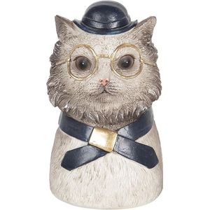 Clayre & Eef Beeld  Kat 8*7*13 cm Grijs Kunststof Woonaccessoires beeld decoratie  Decoratieve Accessoires