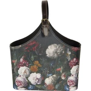 Clayre & Eef Handtas Dames 29x14x26 cm Zwart Papier Rechthoek Bloemen Tas