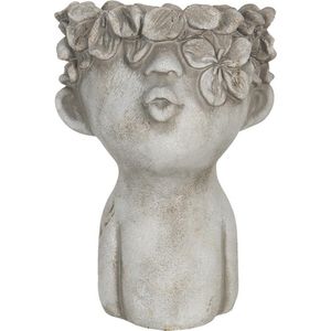 Clayre & Eef Bloempot 17x17x25 cm Grijs Steen Bloempot binnen