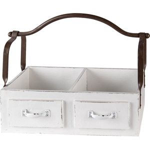Clayre & Eef Mand 41x19x29 cm Wit Hout Metaal Bakje