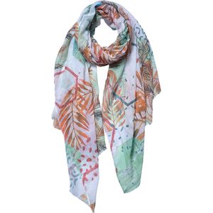 Juleeze Sjaal Dames Print 70x180 cm Groen Synthetisch Shawl Dames