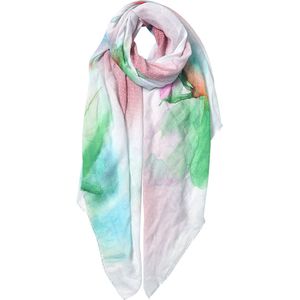 Juleeze Sjaal Dames Print 80x180 cm Wit Groen Synthetisch Shawl Dames