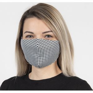 Clayre & Eef Mondkapje Wasbaar 13x26 cm Zwart Wit Katoen