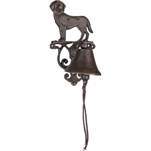 Clayre & Eef Ouderwetse Deurbel Hond 14x14x25 cm Bruin Ijzer Tuinbel