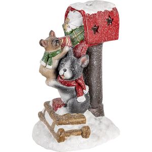Clayre & Eef Beeld Hond 22x19x35 cm Rood Polyresin Woonaccessoires