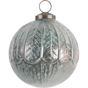 Clayre & Eef Kerstbal Ø 10 cm Turquoise Glas Rond Kerstboomversiering