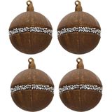 Clayre & Eef Kerstbal set van 4 Ø 8 cm glas rond kerstboomversiering