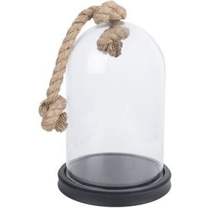 Clayre & Eef Stolp Ø 17x28 cm Transparant Hout Glas Rond Glazen Stolp