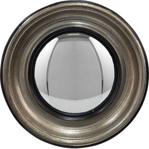 Clayre & Eef Spiegel Ø 23 cm Zilverkleurig Zwart Kunststof Rond Bolle Spiegel