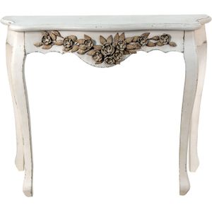 Clayre & Eef Sidetable 101x39x80 cm beige hout bloemen wandtafel