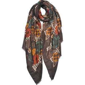 Juleeze Sjaal Dames Print 85x180 cm Bruin Synthetisch Shawl Dames