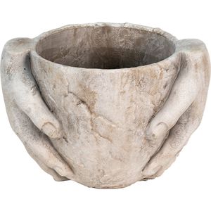 Clayre & Eef Bloempot 25x18x17 cm Grijs Steen Handen Bloempot binnen