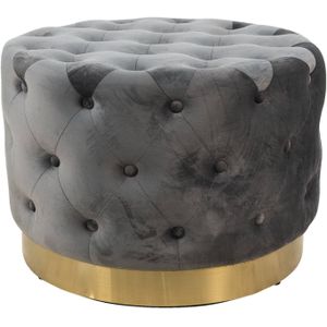 Clayre & Eef Poef Ø 65x45 cm Grijs Velours Rond Hocker