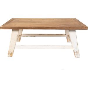 Clayre & Eef Salontafel 120x60x48 cm Wit Bruin Hout Bijzettafel