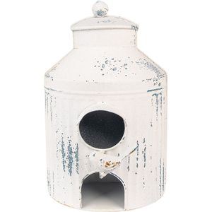 Clayre & Eef Vogelhuis 19x13x28 cm Beige Ijzer Rond Vogelhuisje Hangend