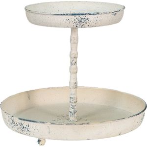 Clayre & Eef Etagère 2 laags ⌀ 35x29 cm Beige Metaal Fruitschaal etagère