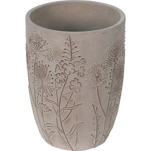 Clayre & Eef Bloempot Ø 18x25 cm Grijs Beige Steen Bloemen Bloempot binnen