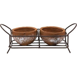 Clayre & Eef Planthouder 30x12x10 cm Bruin Metaal Bloempot