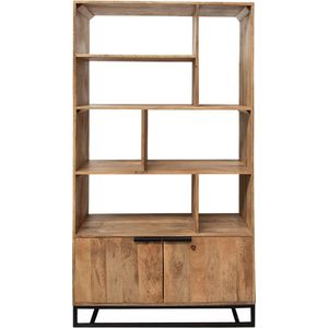 Clayre & Eef Wandkast 100x40x190 cm Bruin Zwart Hout Ijzer Opbergkast