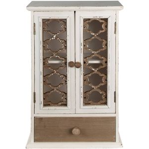 Clayre & Eef Wandkast 32x13x51 cm Wit Bruin Hout Opbergkast