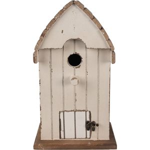 Clayre & Eef Vogelhuis 21x14x38 cm Beige Bruin Hout Vogelhuisje