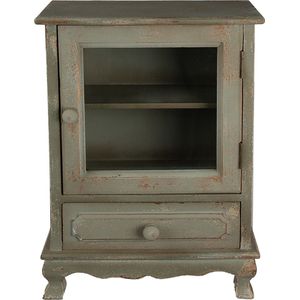 Clayre & Eef Wandkast 37x17x50 cm Groen Hout Glas Opbergkast