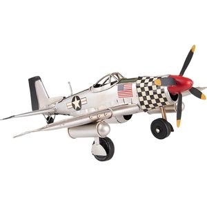 Clayre & Eef Decoratie Miniatuur 35x32x13 cm Grijs Ijzer Miniatuur Vliegtuig