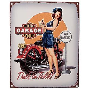 Clayre & Eef Tekstbord 20x25 cm Grijs Ijzer Motor Motor Cycles Garage Wandbord