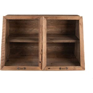 Clayre & Eef Vitrinekast 60x26x36 cm Bruin Hout Glas Opbergkast Bruin Opbergkast