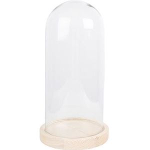 Clayre & Eef Stolp Ø 13x26 cm Bruin Hout Glas Rond Glazen stolp