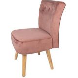 Clayre & Eef Eetkamerstoel 51x58x76 cm Roze Hout Textiel Stoel