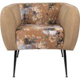 Clayre & Eef Fauteuil met Armleuning 75x71x71 cm Geel Groen Hout Textiel Woonkamer stoel