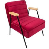 Clayre & Eef Fauteuil met Armleuning 60x69x78 cm Rood Textiel Relax Stoel Rood Relax Stoel