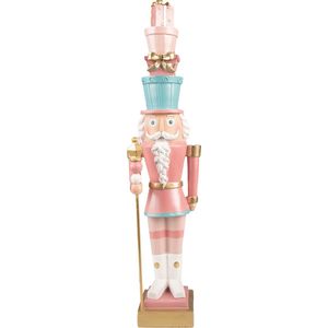 Clayre & Eef Beeld Notenkraker 48 cm Roze Blauw Polyresin Kerstdecoratie