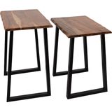 Clayre & Eef Bijzettafel Set van 2 50x30x50 Bruin Hout Ijzer Rechthoek Sidetable