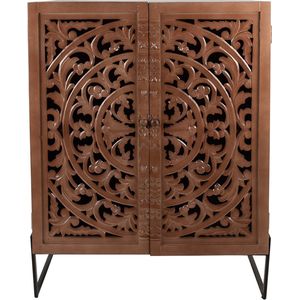 Clayre & Eef Wandkast 90x45x115 cm Bruin Hout Rechthoek Bloemen Opbergkast