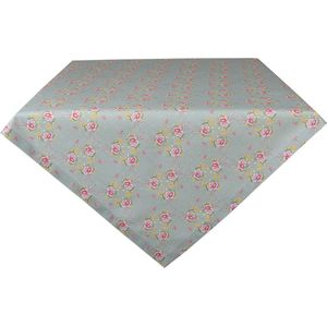 Clayre & Eef Tafelkleed 100x100 cm Groen Roze Katoen Vierkant Bloemen Tafellaken