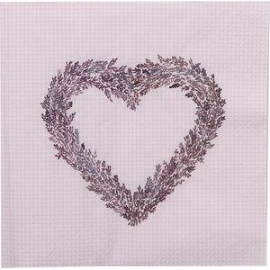 Clayre & Eef Servetten Papier Set van 20 33x33 cm (20) Roze Paars Papier Vierkant Lavendelhart Servetten Papieren