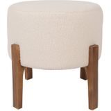 Clayre & Eef Poef Ø 45x45 cm Beige Hout Textiel Rond Voetenbankje