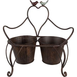 Clayre & Eef Planthouder 39x18x39 cm Bruin Ijzer Vogels