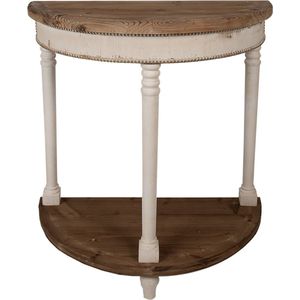 Clayre & Eef Sidetable 83x40x87 cm Beige Bruin Hout Halfrond Wandtafel