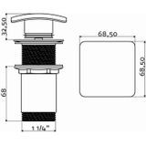 Clou InBe stop/go afvoerplug 6.9x0cm zonder overloop vierkant universeel chroom IB/06.51007